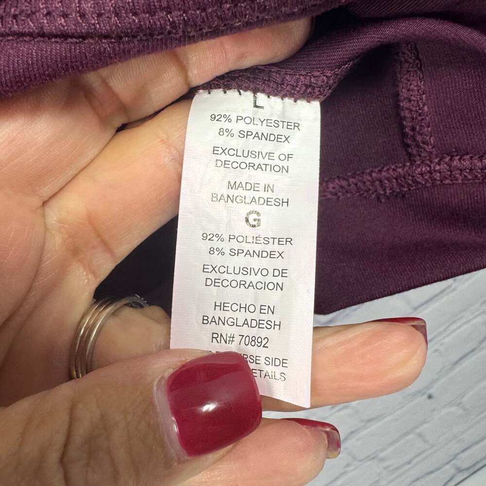 APANA Women's Burgundy Mauve Quarter Zip Pullover Zen Chaser Top Size L - Picture 6 of 7